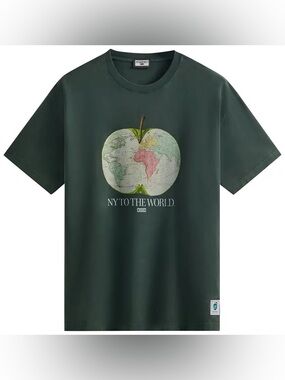 🆕 KITH Apple Vintage Tee NY To The World Large Stadium Green SS23 Sealed New